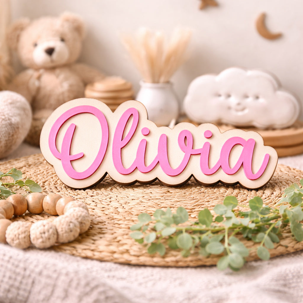 Personalized Wooden Name Sign | Custom Nursery Decor | Kids Room Name Sign