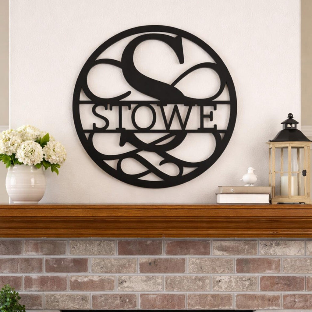 Personalized Round Family Name Sign | Custom Last Name Wall Decor | 18" Wooden Monogram Sign