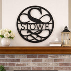 Personalized Round Family Name Sign | Custom Last Name Wall Decor | 18" Wooden Monogram Sign