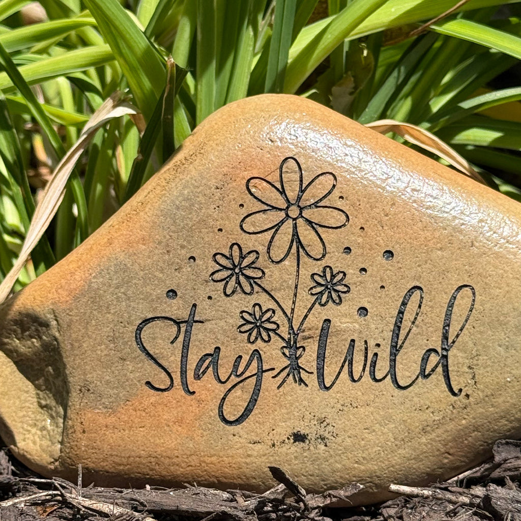 Stay Wild Engraved Garden Rock | Nature-Inspired Outdoor Décor