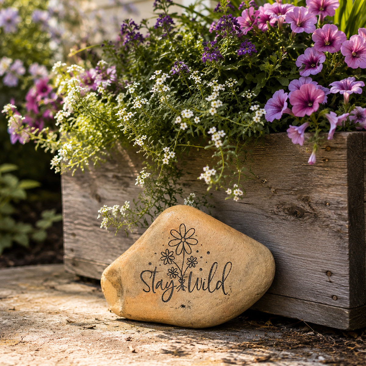 Stay Wild Engraved Garden Rock | Nature-Inspired Outdoor Décor